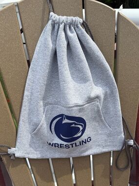 Gray Penn State Wrestling Drawstring Gym Bag